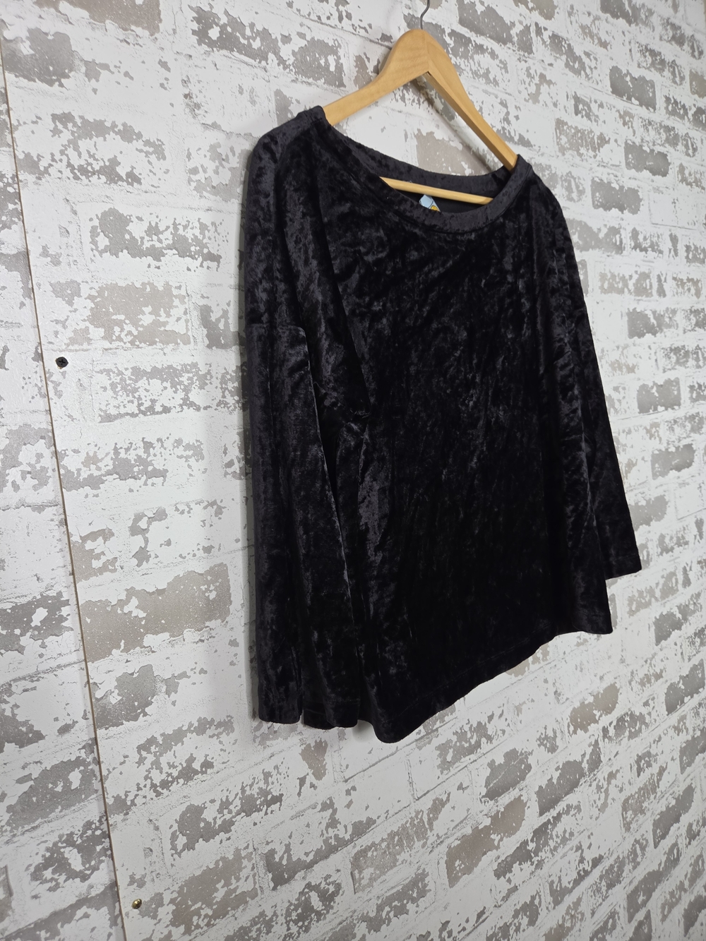 Whimsigoth Black Crushed Velvet Top Blouse Witchy Goth Y2K Romantic Grunge M